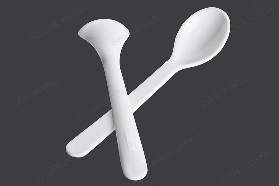 Plastična bela kašika 13,5 cm-dimenzije_slike