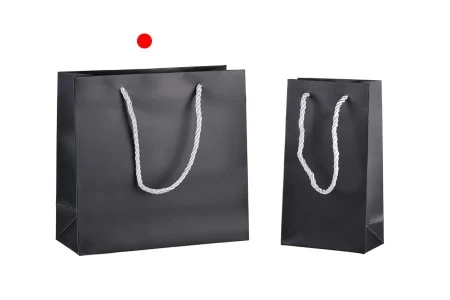 Plastificirana crna kartonska kesa 220x90x210mm sa srebrnim uvijenim kanapom - 20 kom-4