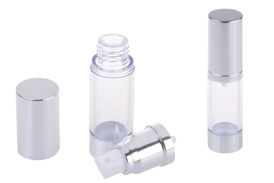 Airless plastična flašica 15mL za kreme, sa aluminijumskom osnovom i aluminijumskim zatvaračem