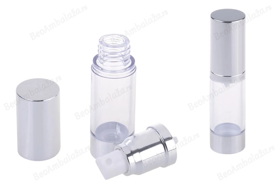 Airless plastična flašica 15mL za kreme, sa aluminijumskom osnovom i aluminijumskim zatvaračem-grupa_slika