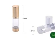 Airless plastična flašica 15mL za kreme, sa aluminijumskom osnovom i aluminijumskim zatvaračem