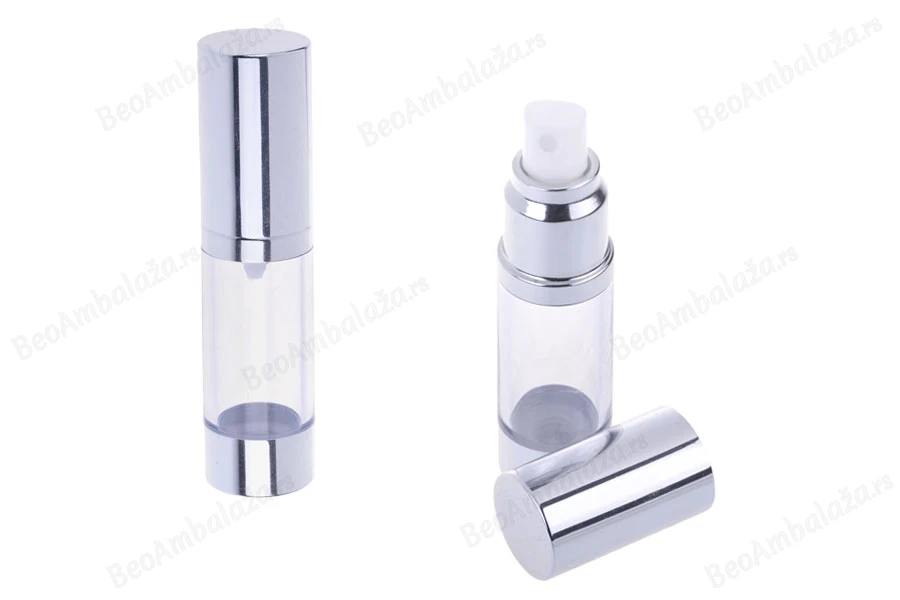 Airless plastična flašica 15mL za kreme, sa aluminijumskom osnovom i aluminijumskim zatvaračem-grupa_slika