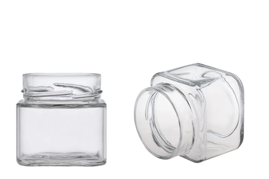 Staklena kockasta tegla 212mL (za T.O. 70 Deep zatvarač) - bez zatvarača-dimenzije_slike