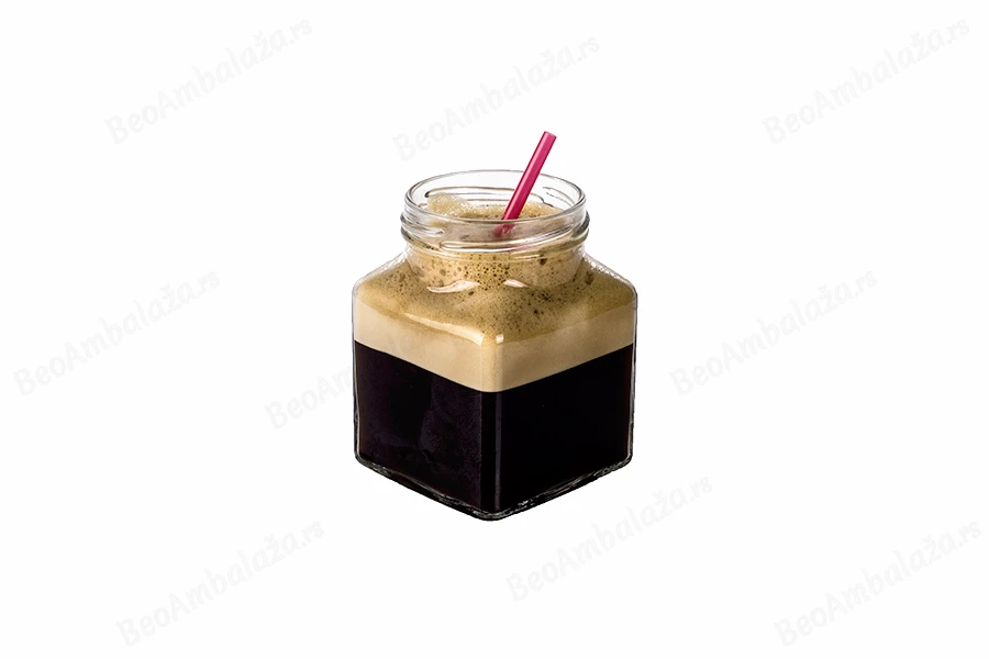 Staklena kockasta tegla za med ili kafu 212mL (za T.O. 58 zatvarač) - bez zatvarača-dimenzije_slike