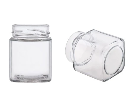 Staklena kockasta tegla za med 314mL (za T.O.70 Deep zatvarač) - bez zatvarača-2