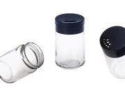 Staklena teglica za začine od 156mL sa crnim zatvaračem sa rupicama-dimenzije_slike