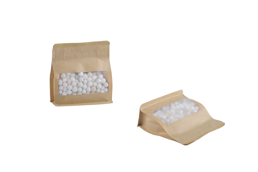 Kraft DoyPack 137x66x123mm - 50 kom vrećica na termo zatvaranje, sa prozorom, sigurnosnom tračicom i zipom, spoljnom i unutrašnjom providnom oblogom i četvrtastim dnom -slika_proizvoda