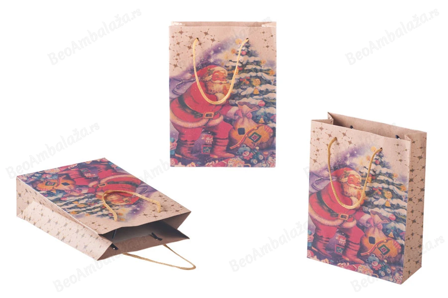 Božićna kesa sa ručkom od kanapa 150x60x200mm, u 4 dizajna - 20 kom-grupa_slika