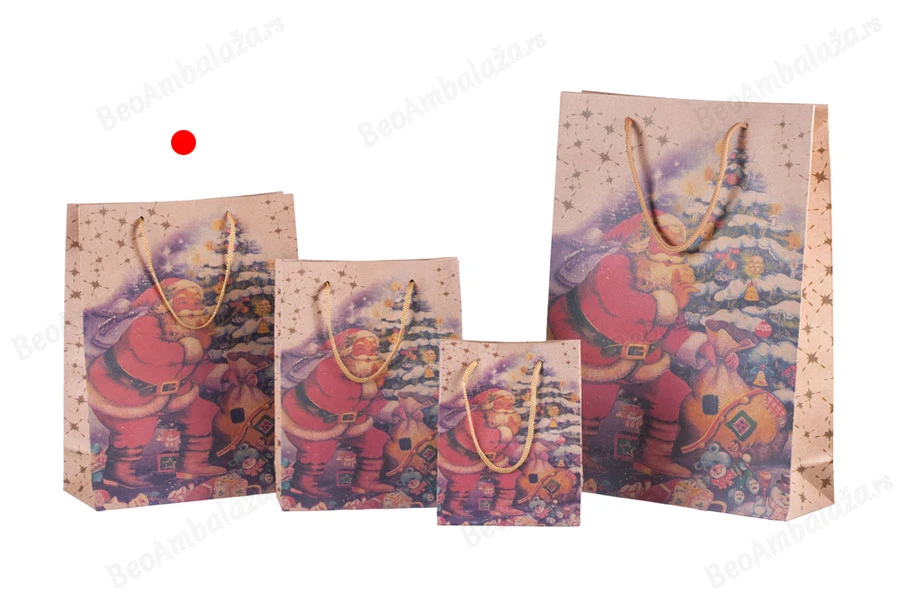 Božićna kesa sa ručkom od kanapa 190x80x240mm, u 4 dizajna - 20 kom-grupa_slika
