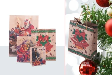 Božićna kesa sa ručkom od kanapa 240x80x330mm, u 4 dizajna - 20 kom-7