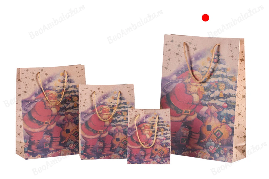 Božićna kesa sa ručkom od kanapa 240x80x330mm, u 4 dizajna - 20 kom-grupa_slika