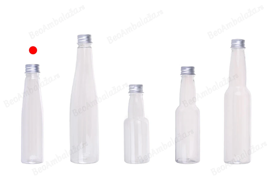 Plastična providna flašica 85mL sa aluminijumskim zatvaračem i zaptivkom - 12 kom-grupa_slika