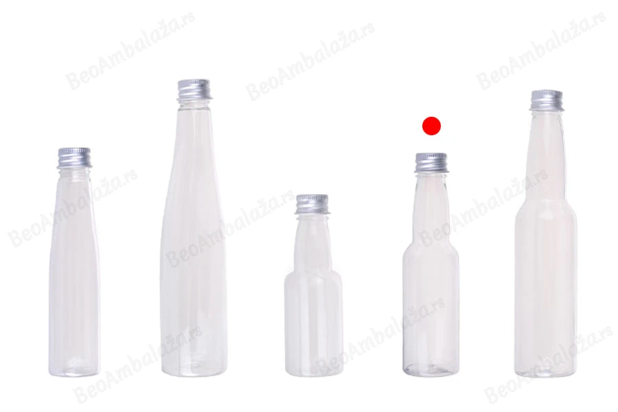 Plastična providna flašica 100mL sa aluminijumskim zatvaračem i zaptivkom - 12 kom-grupa_slika