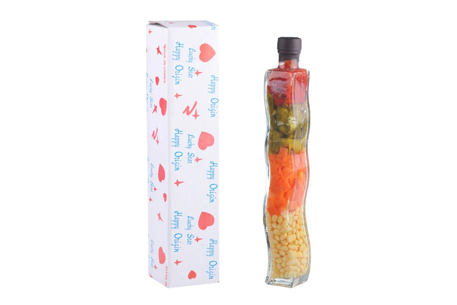 Staklena bočica 280mL sa povrćem, za dekoraciju kuhinje-dimenzije_slike