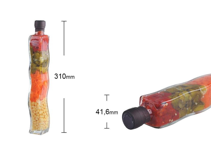 Staklena bočica 280mL sa povrćem, za dekoraciju kuhinje-