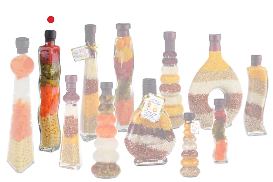 Staklena bočica 280mL sa povrćem, za dekoraciju kuhinje-grupa_slika