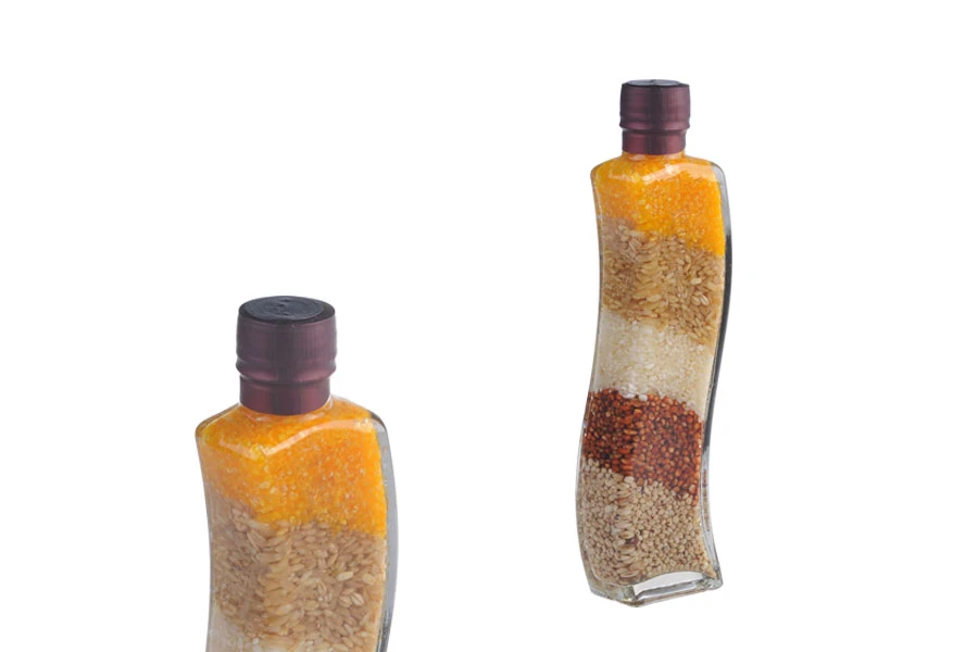 Staklena bočica 180mL sa semenkama, za dekoraciju kuhinje-dimenzije_slike
