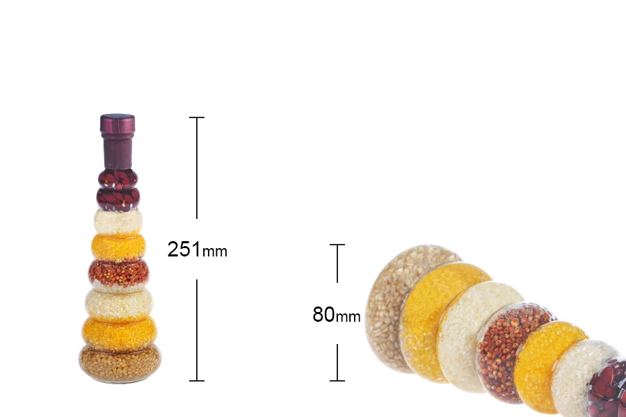 Staklena bočica 380mL sa semenkama, za dekoraciju kuhinje-dimenzije_slike