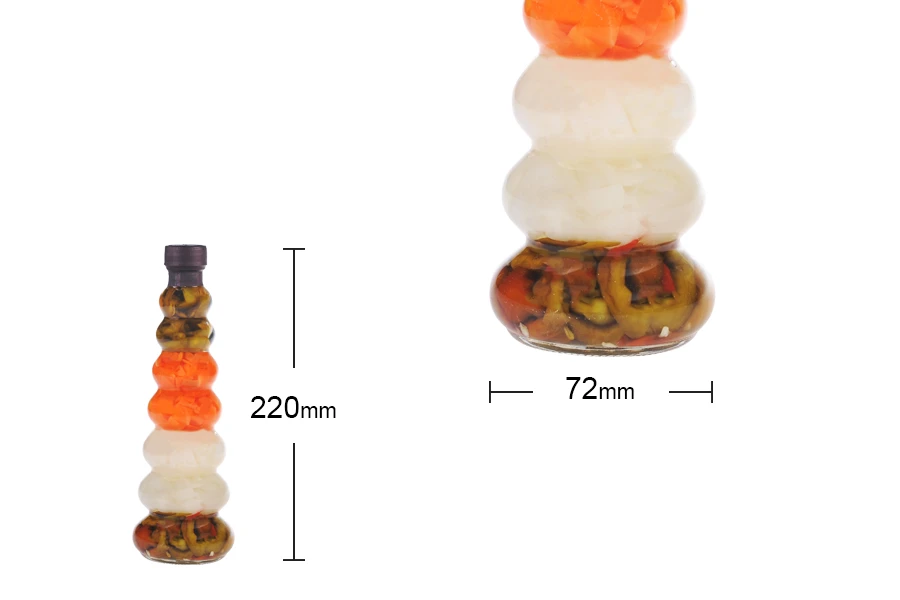 Staklena bočica 270mL sa povrćem, za dekoraciju kuhinje-