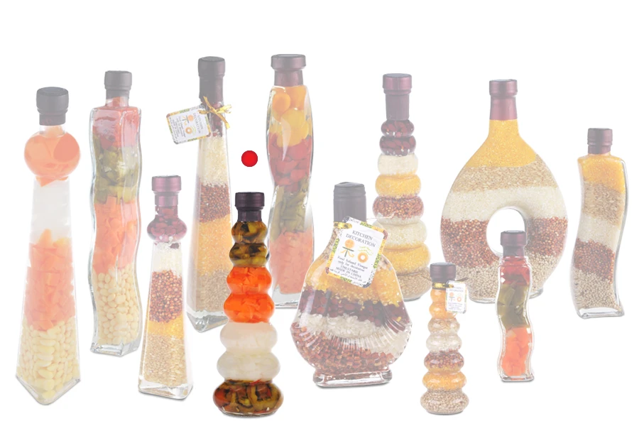 Staklena bočica 270mL sa povrćem, za dekoraciju kuhinje-grupa_slika