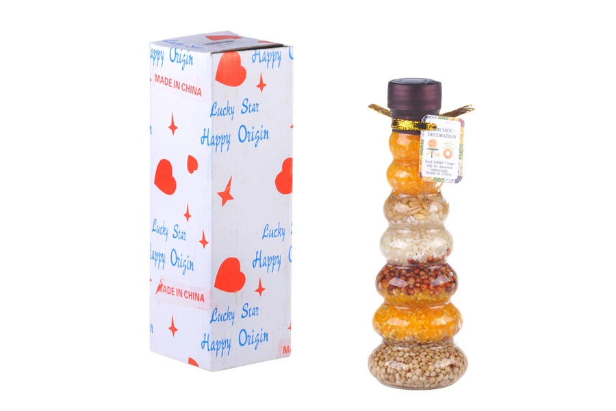 Staklena bočica 100mL sa semenkama, za dekoraciju kuhinje-dimenzije_slike