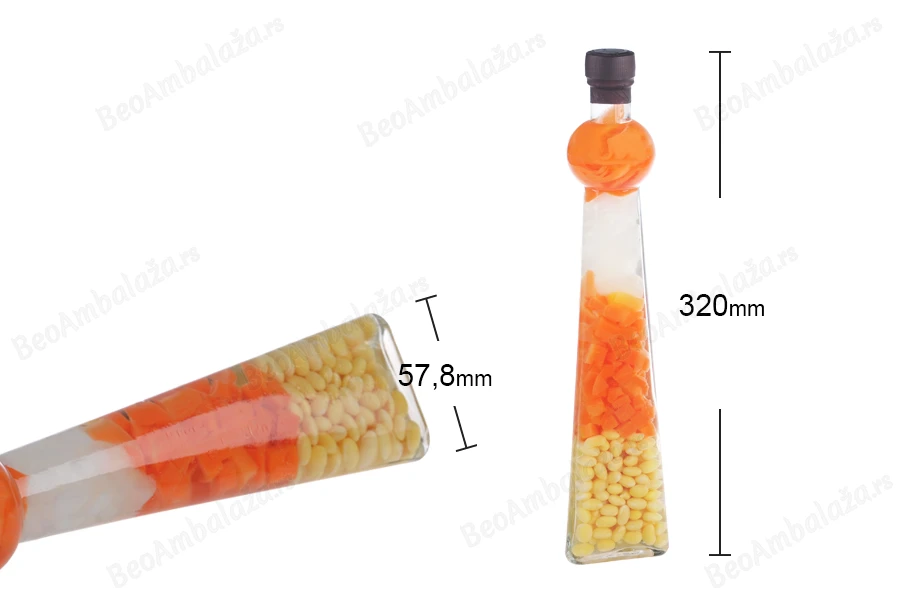 Staklena bočica 260mL sa povrćem, za dekoraciju kuhinje-