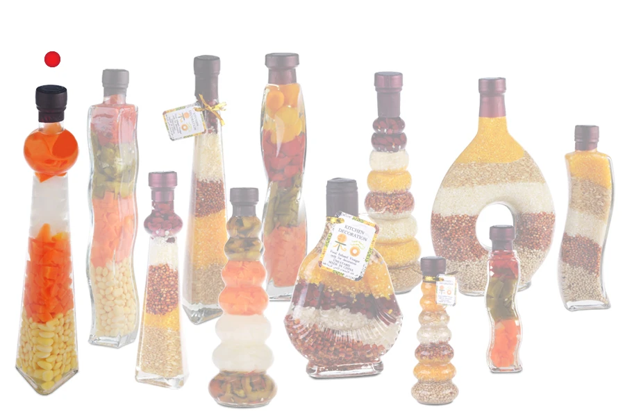 Staklena bočica 260mL sa povrćem, za dekoraciju kuhinje-grupa_slika