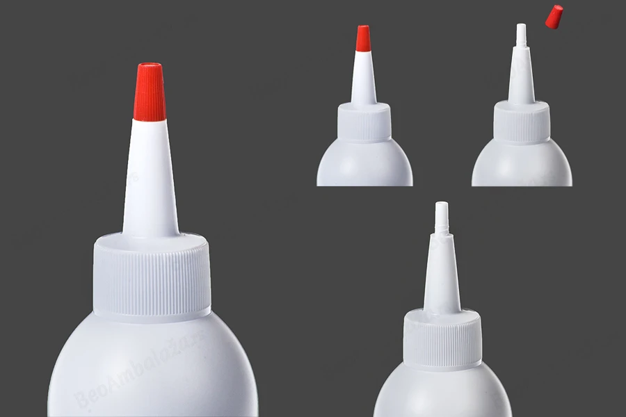 Plastična flašica 150mL sa uzanim vrhom i navojnim zatvaračem - 12 kom-dimenzije_slike