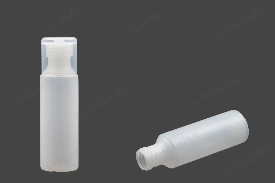 Plastična poluprovidna flašica 130mL, sa flip top zatvaračem-