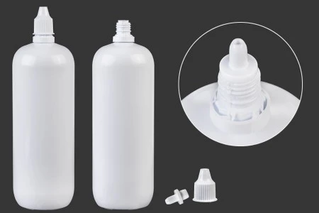 Bela plastična flaša 350mL, sa kapalicom i zatvaračem-1