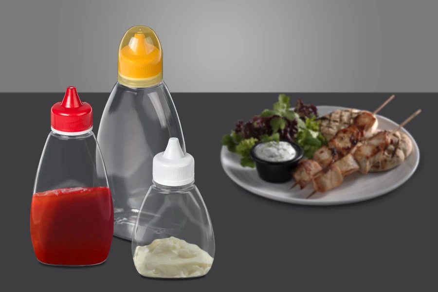 Plastična providna flaša 350mL za kečap, senf, med Plastična providna flaša 350mL za kečap, senf, med