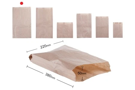 Kraft braon papirna kesa 220x50x380mm bez prozora, pogodna za masnu hranu - 100 kom-2