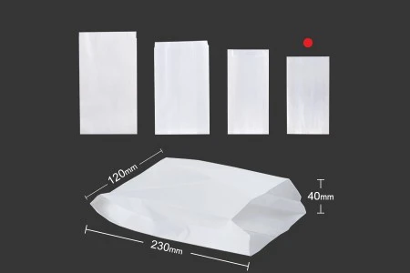 Bela papirna kesa 120x40x230mm bez prozora, pogodna za masnu hranu - 100 kom-2