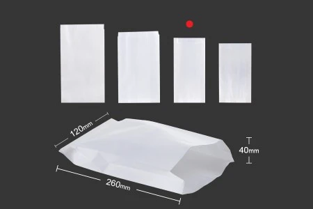 Bela papirna kesa 120x40x260mm bez prozora, pogodna za masnu hranu - 100 kom-2