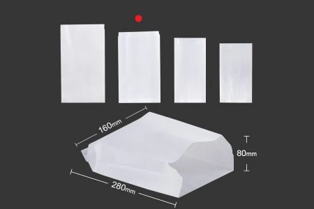 Bela papirna kesa 160x80x280mm bez prozora, pogodna za masnu hranu - 100 kom-2
