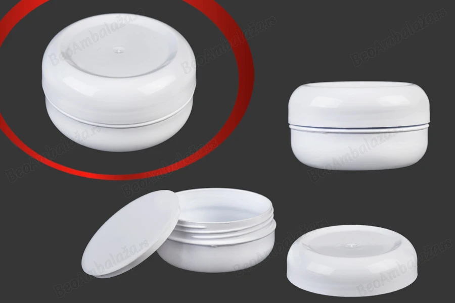 Plastična bela kutijica 50mL, sa zatvaračem i međupoklopcem - 12 kom-slika_proizvoda