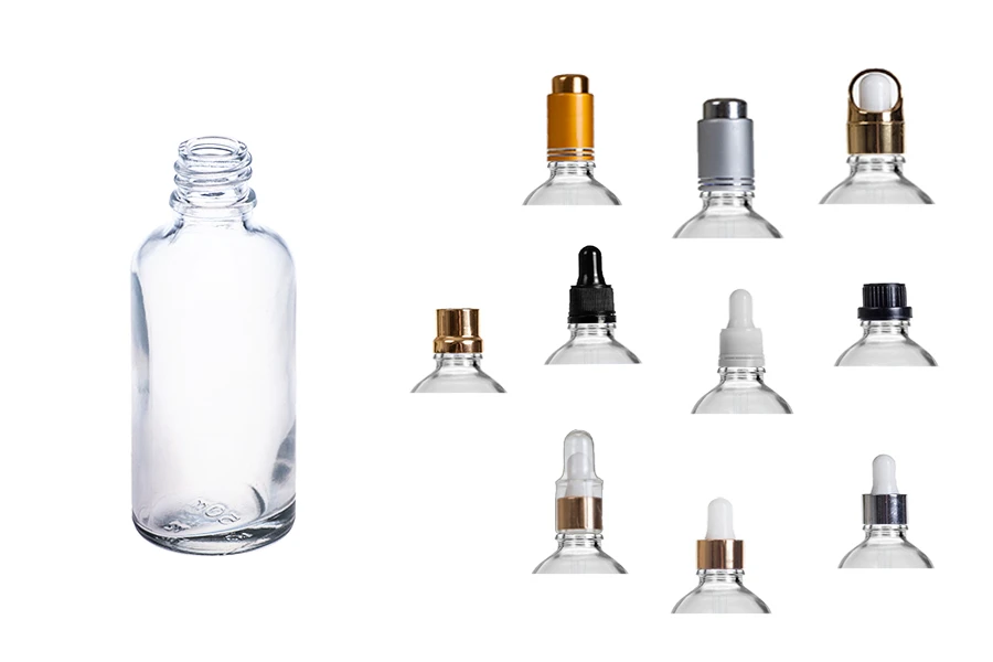 Providna staklena bočica za etarska ulja 50mL, sa grlom PP18 - bez zatvarača-grupa_slika