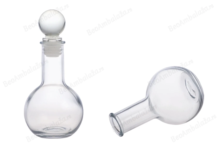 Okrugla staklena flaša 100mL sa staklenim čepom - (minimalna porudžbina 1 kutija)-dimenzije_slike
