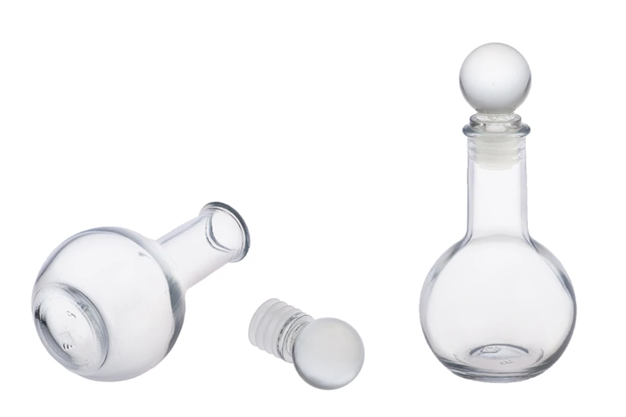Okrugla staklena flaša 100mL sa staklenim čepom - (minimalna porudžbina 1 kutija)