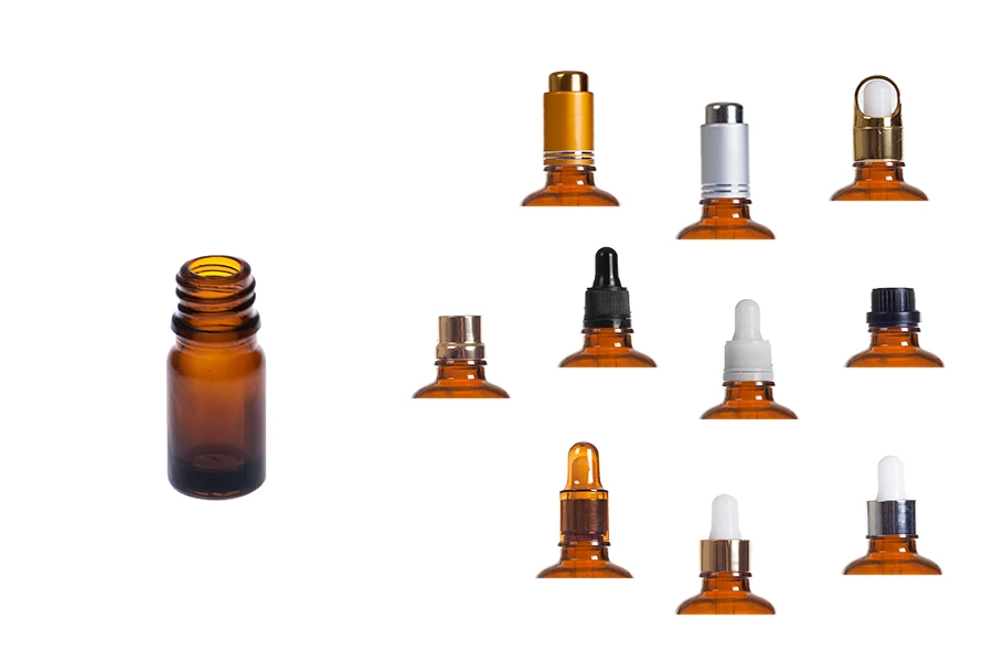 Staklena bočica 5mL za etarska ulja u braon boji, sa grlom PP18 Staklena bočica 5mL za etarska ulja u braon boji, sa grlom PP18-grupa_slika