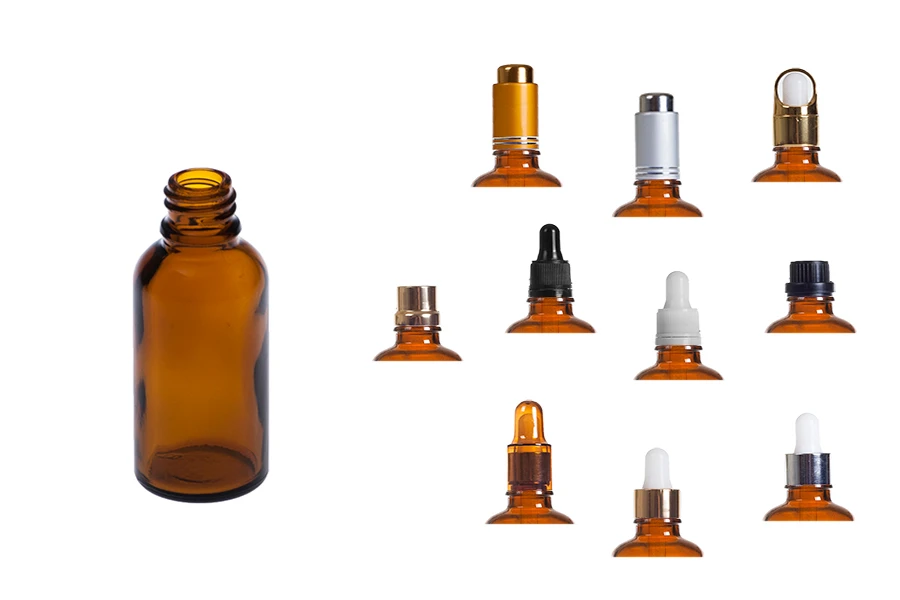 Braon staklena bočica za etarska ulja 30mL, sa grlom PP18 - bez zatvarača Braon staklena bočica za etarska ulja 30mL, sa grlom PP18 - bez zatvarača