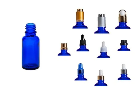 Plava staklena bočica za etarska ulja 20mL, sa grlom PP18 - bez zatvarača-7