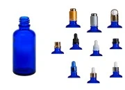 Plava staklena bočica za etarska ulja 50mL, sa grlom PP18 - bez zatvarača-grupa_slika