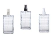 Staklena četvrtasta bočica sa reljefom 90mL za parfem, 18/415 Staklena četvrtasta bočica sa reljefom 90mL za parfem, 18/415