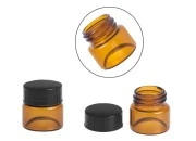 Staklena teglica 5mL, providna ili u karamel boji, sa plastičnim crnim zatvaračem Staklena teglica 5mL, providna ili u karamel boji, sa plastičnim crnim zatvaračem