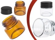 Staklena teglica 5mL, providna ili u karamel boji, sa plastičnim crnim zatvaračem Staklena teglica 5mL, providna ili u karamel boji, sa plastičnim crnim zatvaračem
