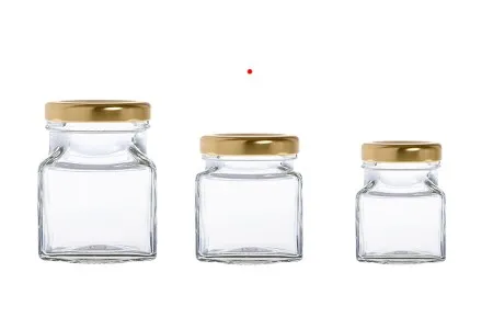 Staklena kockasta tegla za med ili kafu 212mL (za T.O. 58 zatvarač) - bez zatvarača-3
