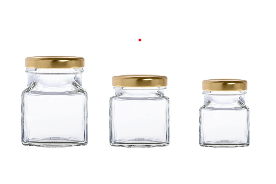 Staklena kockasta tegla za med ili kafu 212mL (za T.O. 58 zatvarač) - bez zatvarača-