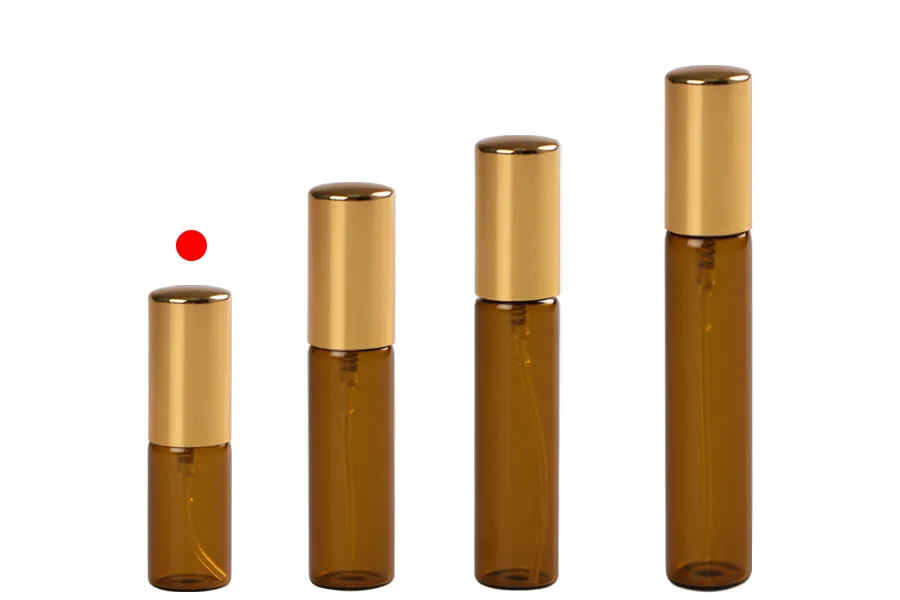 Staklena braon bočica 5mL za parfeme, sa sprejom i aluminijumskim zatvaračem - 6 kom Staklena braon bočica 5mL za parfeme, sa sprejom i aluminijumskim zatvaračem - 6 kom