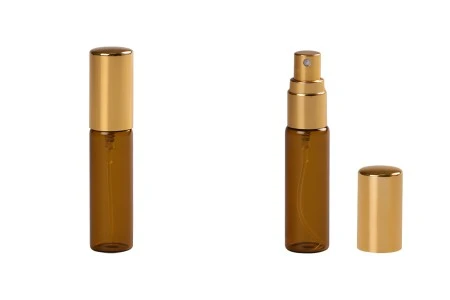 Staklena braon bočica 8mL za parfeme, sa aluminijumskim sprejom i zatvaračem - 6 kom-1